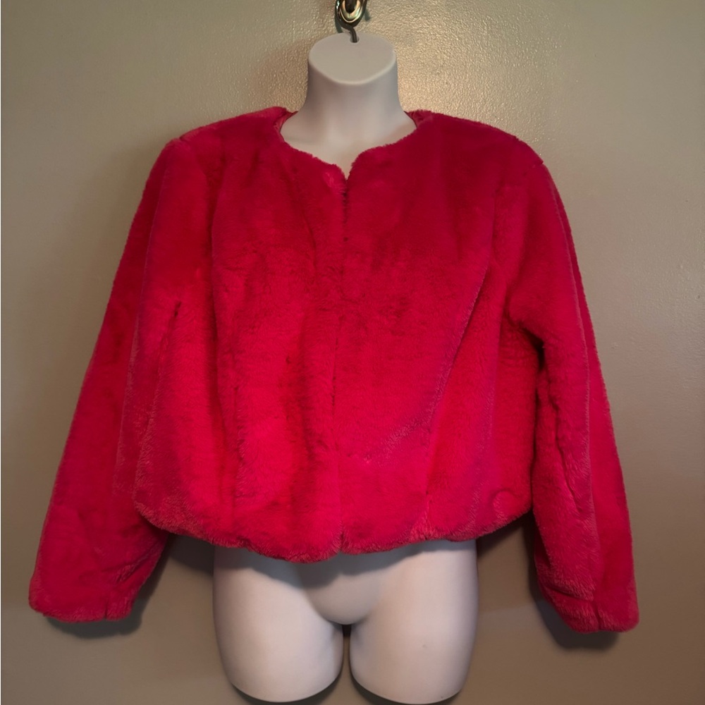 Eloquii Pink Faux Fur Jacket